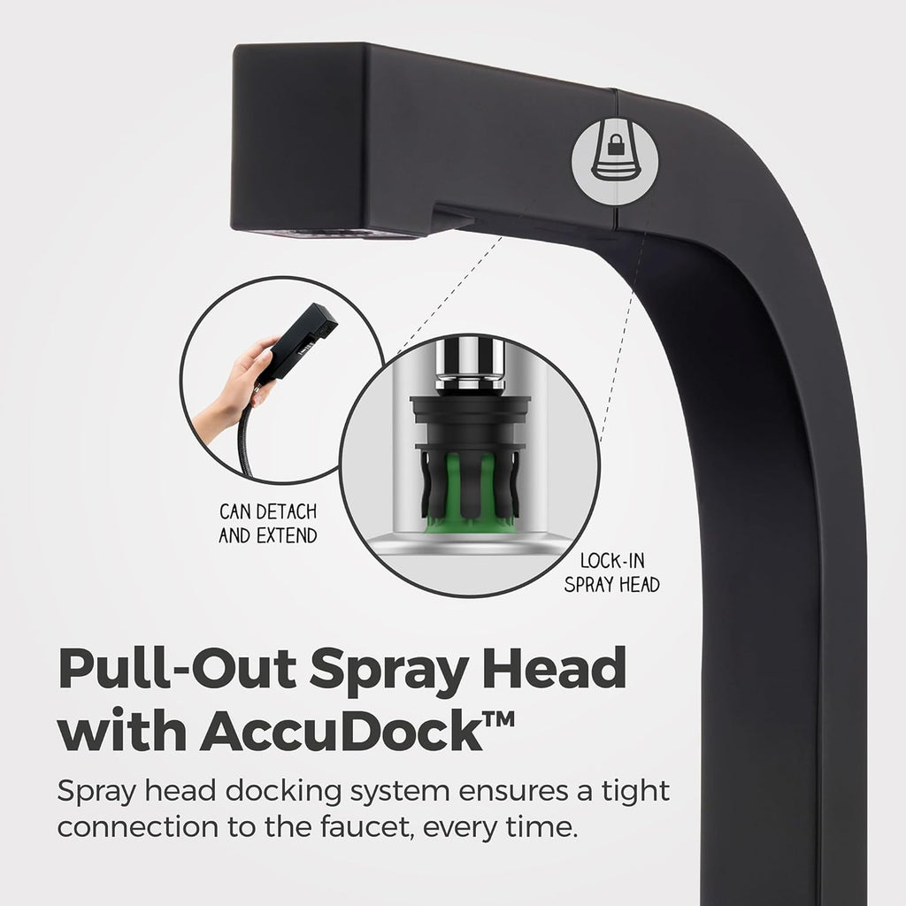 Pfister Arkitek Kitchen Faucet with Pull Out Sprayer, Single Handle, High Arc, Matte Black Finish, LG534LPMB