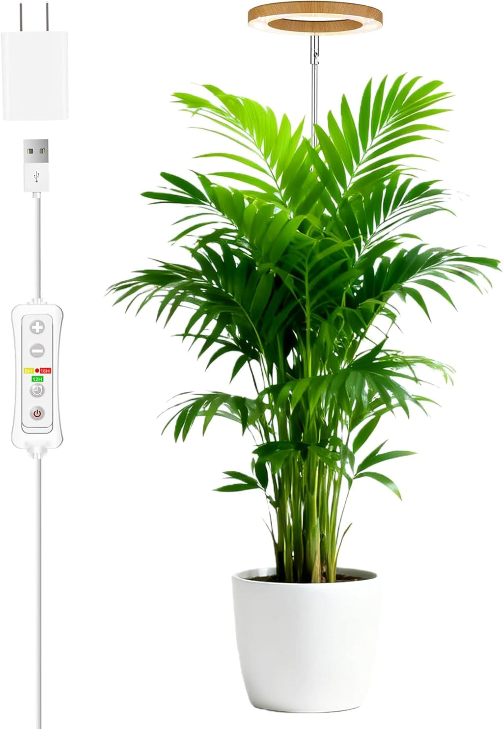 yadoker Plant Grow Light, LED Growing Light Full Spectrum for Indoor Plants,Aluminum Wood Grain Plant Lights,Height Adjustable, Automatic Timer, 5V Low Safe Voltage