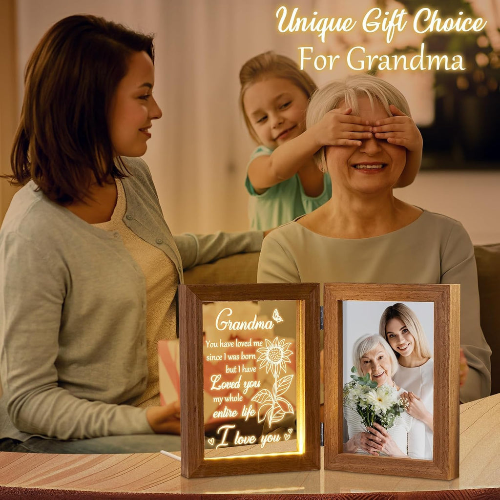 Grandma Gifts Christmas Gifts for Grandma from Granddaughter Grandson Grandkids, Grandmother Picture Frame 5x7 with Night Light Personalized Gift for Nana Grandmother Gigi Granny Mimi Tabletop Display