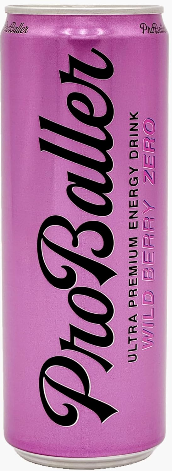 ProBaller Ultra Premium Zero Sugar Energy Drink - Natural & Clean NSF Certified Sport Drink with Amino Acids, Taurine, Biotin, Vitamin B 12 Methylcobalamin, & Electrolytes - 15 Pack - Wild Berry