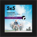 Americanflat 5x5 Picture Frame with Shatter-Resistant Glass - Signature Collection - Gallery Style Frames Made of Engineered Wood - Square Frame for Tabletop and Wall Display - Black