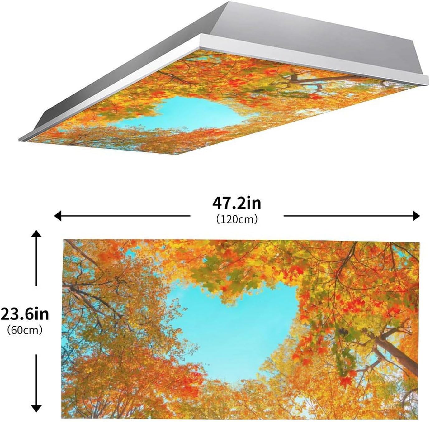 2PCS Fluorescent Light Cover for Ceiling Light Autumn Leaf Patten Magnetic Light Cover Shade Panel,Decorative Film Filter for Reducing Harsh Glare Flicker Home School Office Decorations