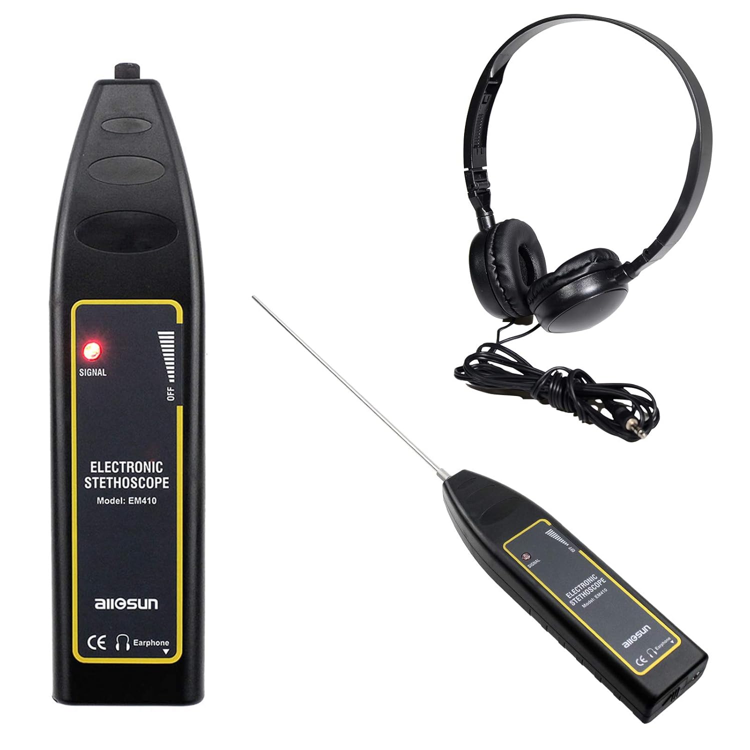 allsun Pro Ultrasonic Leak Detector & Industrial Stethoscope,High Sensitivity Machine Diagnostic Tool for Engine Noise, Bearing, Valve, Pump, Pipe Flow,Mechanic Tool Kit(Includes Long/Short Probe & Carry Bag)