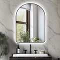 Niccy Arched LED Lighted Bathroom Mirror, 40x30 Inch Backlit Vanity Bathroom Mirror with Lights Brushed Black Framed Wall Mounted Mirrors with 3 Color Shatterproof Arch Smart Fog Free Mirror