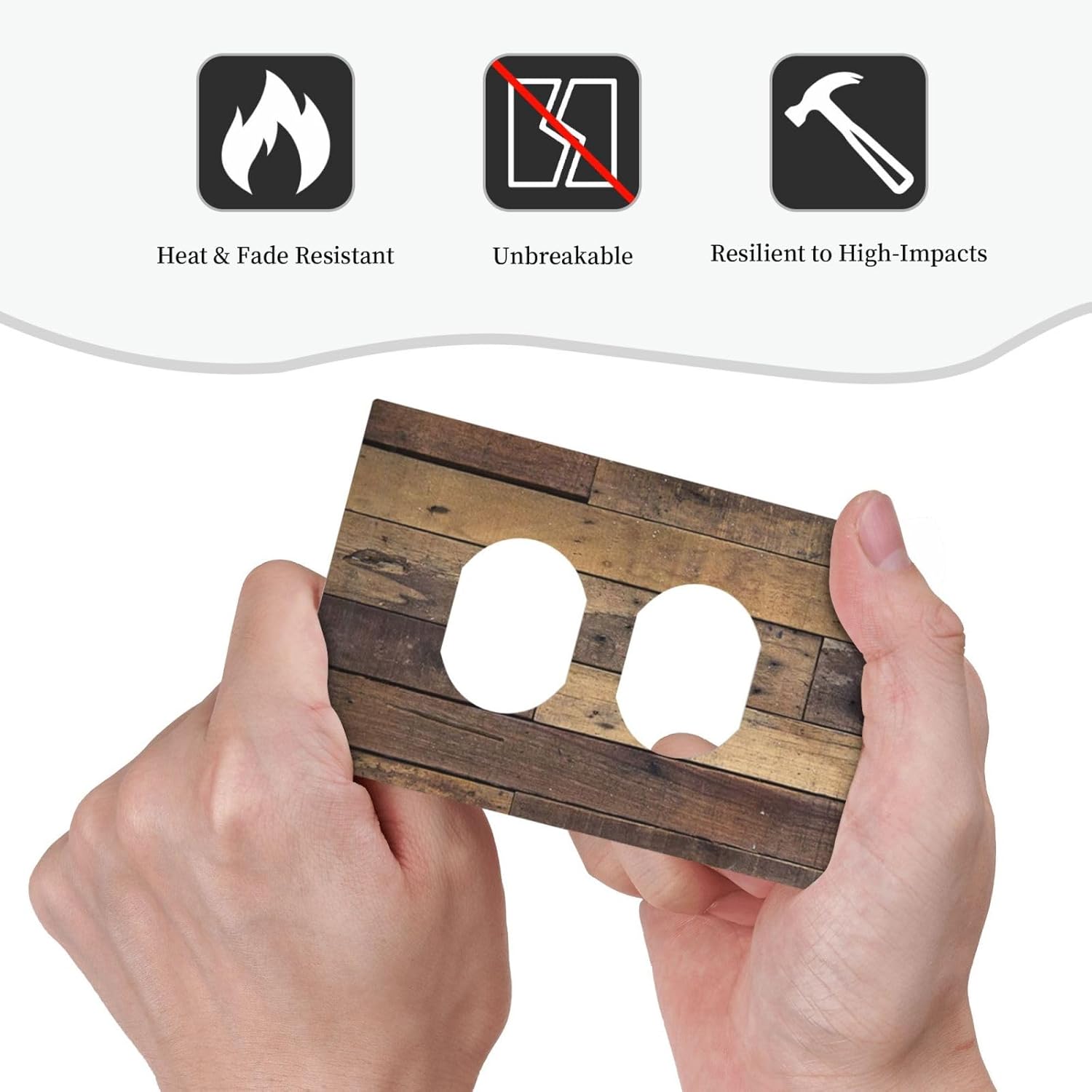 Cool Brown Wood Style Vintage Rustic Print Outlet Covers 1 Gang Duplex Light Switch Cover Decorative Switch Plates Electrical Receptacle Faceplate Wall Plate for Farmhouse Home Decor