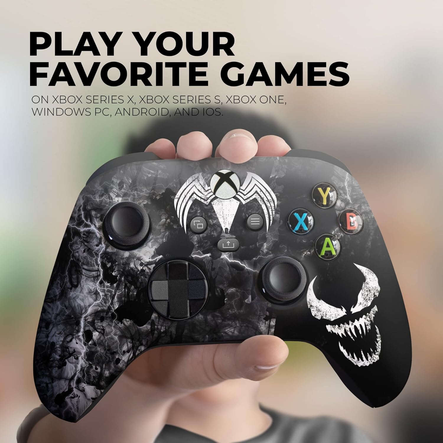 DreamController Vennom Custom X-box Controller Wireless compatible with X-box One/Series X/S Proudly Customized in USA with Permanent HYDRO-DIP Printing (NOT JUST A SKIN)