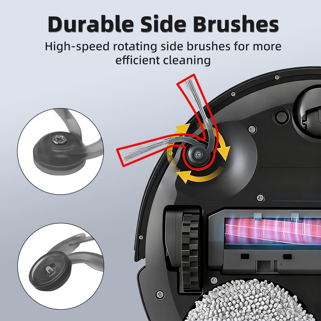 24Pcs QV 35A Accessories Kit Replacement Compatible with Roborock QV 35A/QV 35S/QR 598/QR 798 Robot Vacuum, 2 Main Brush, 4 Mop Cloth Pads, 6 Side Brushes, 4 HEPA Filters,6 Dust Bag, 1 Cleaning Tool