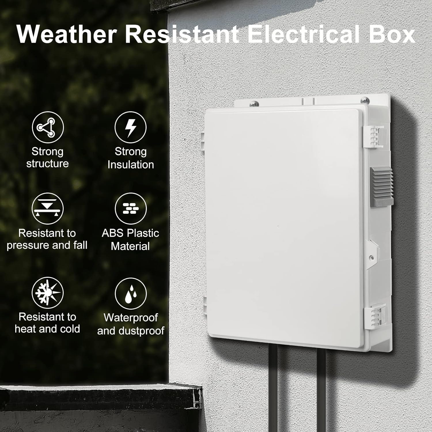 Outdoor Electrical Junction Box, ABS Water Resistant Enclosure with Internal Mounting Panel & Hinged Cover, 15.7" H* 11" L* 4.1" W