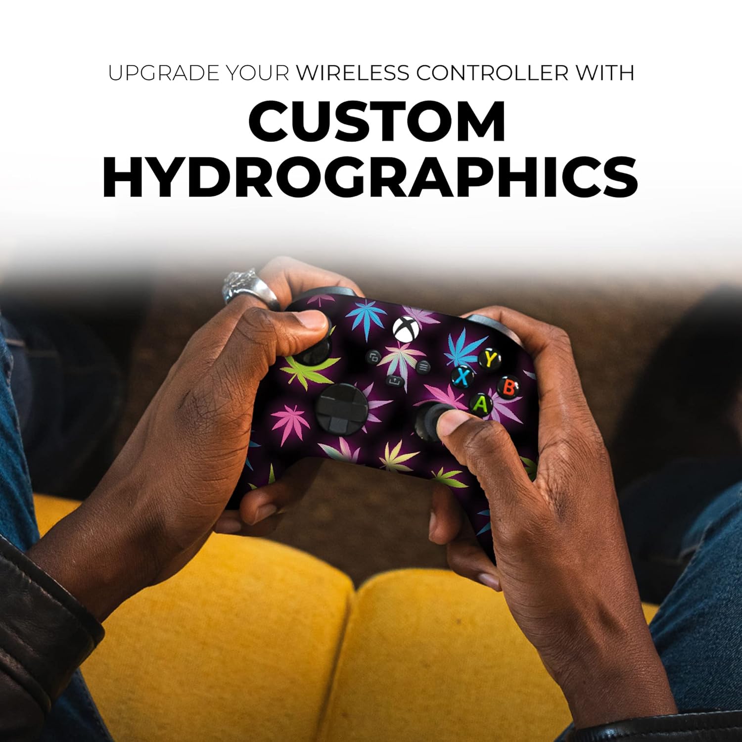 DreamController Neon Weed Custom X-box Controller Wireless compatible with X-box One/Series X/S Proudly Customized in USA with Permanent HYDRO-DIP Printing (NOT JUST A SKIN)