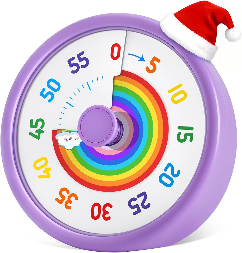 HIPPIH Visual Timer for Kids, 60 Minute Countdown Timers for Classroom Kitchen Office, Rainbow Disk Desk Timer Clock with Silent Operation, Pomodoro Timer Time Management Tools for Toddler ADHD Purple
