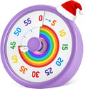 HIPPIH Visual Timer for Kids, 60 Minute Countdown Timers for Classroom Kitchen Office, Rainbow Disk Desk Timer Clock with Silent Operation, Pomodoro Timer Time Management Tools for Toddler ADHD Purple