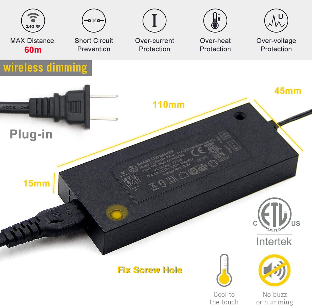 VST Under Cabinet Mini Panel Lighting 3PCS 3.94inch 12V 2.5W(Total 7.5W) with Wireless Dimmer Switch, Surface Mount Puck Light for Kitchen Van Truck Car Galley Downlight (Round Black4000K)