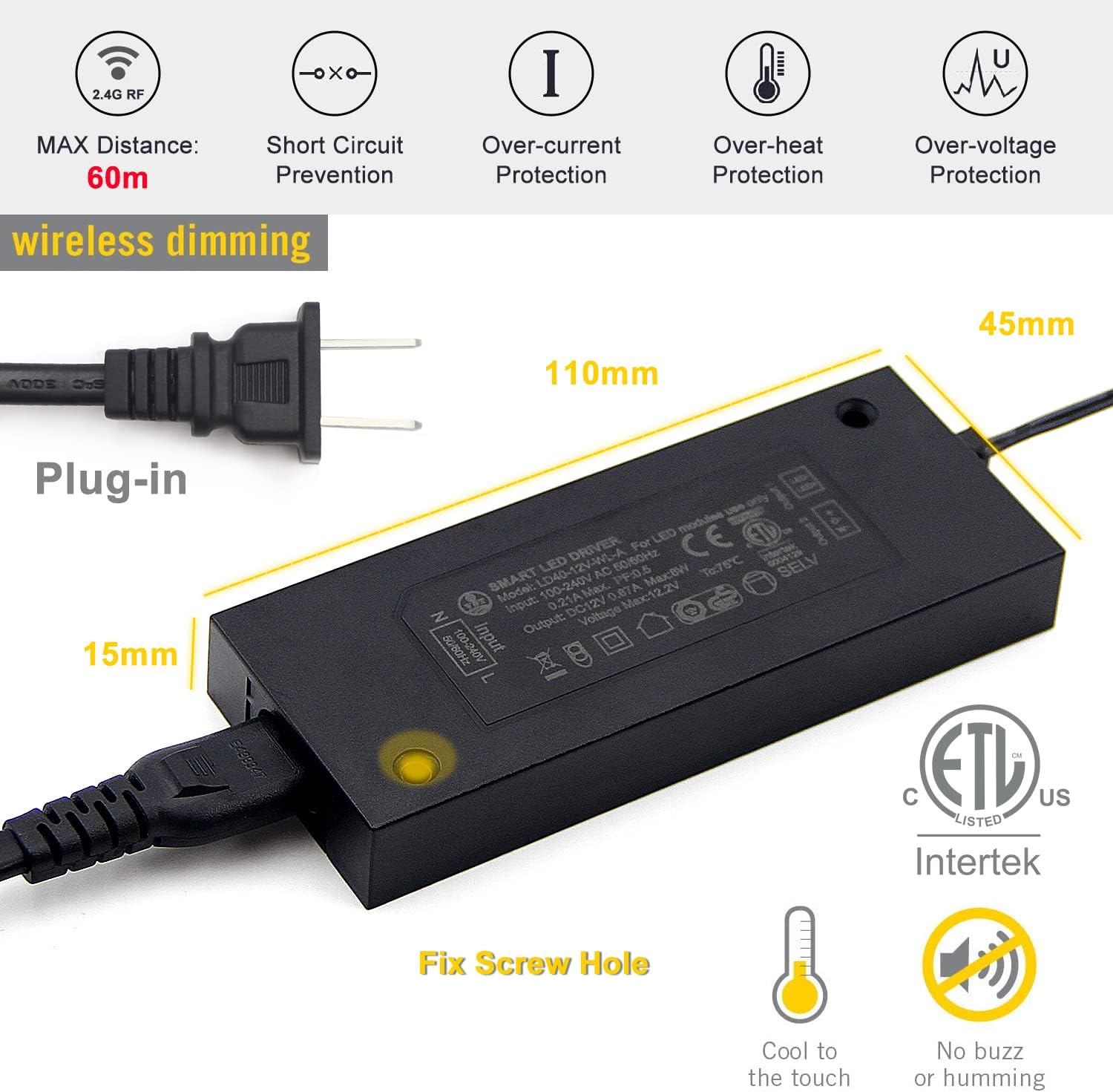 VST Under Cabinet Mini Panel Lighting 3PCS 3.94inch 12V 2.5W(Total 7.5W) with Wireless Dimmer Switch, Surface Mount Puck Light for Kitchen Van Truck Car Galley Downlight (Round Black4000K)