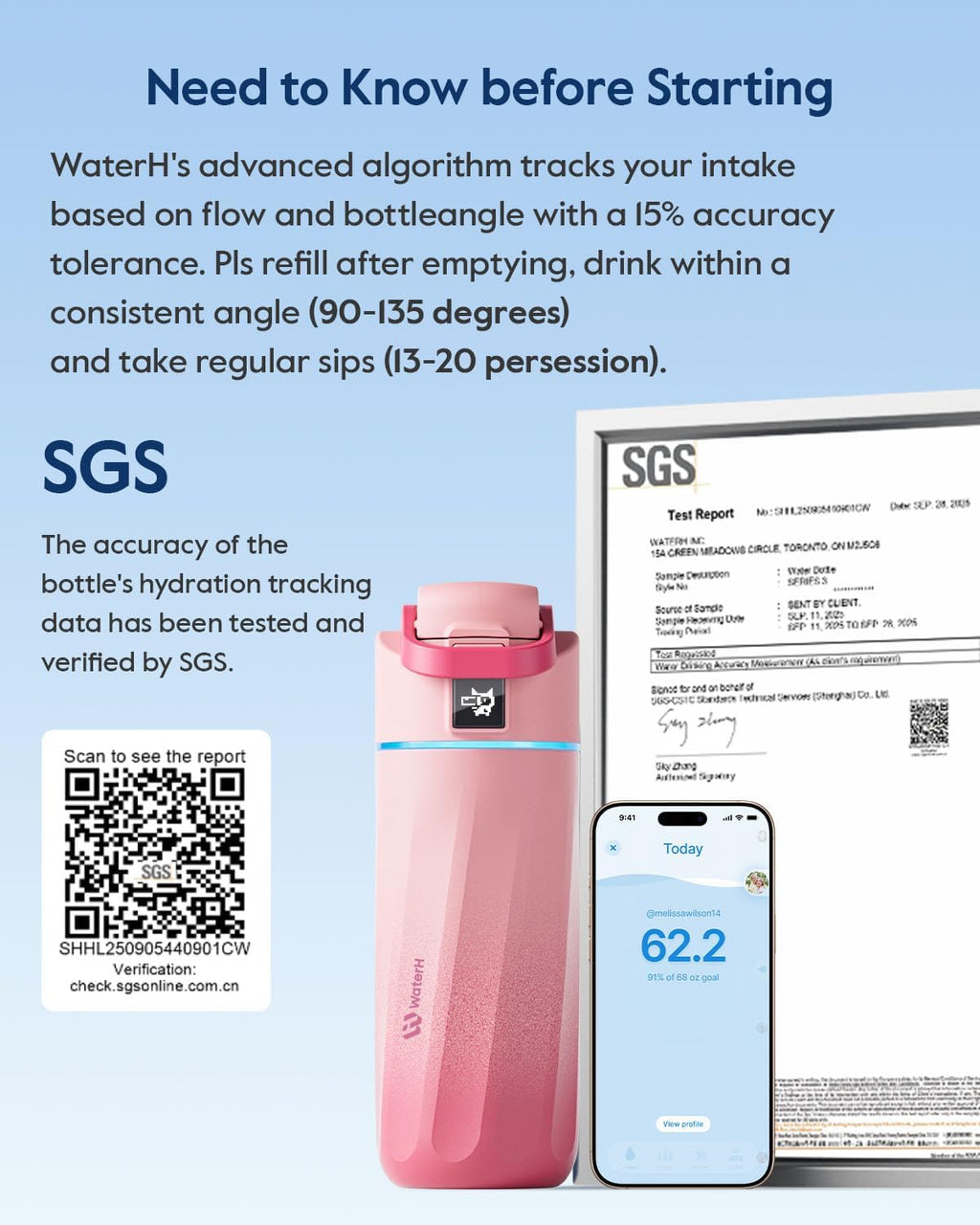 BOOST Smart Water Bottle with Reminder & Tracker, 16oz Kids Water Bottle for School, DIY Refrigerator Magnets, BPA-Free Vacuum Insulated Stainless Steel, Ideal Gift for Christmas, New Year