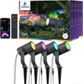 APPECK Smart Outdoor Spot Lights 24W, RGBCW Color Changing Landscape Lights 4 Pack, IP65 Waterproof Low Voltage Landscape Lighting, App/Voice/Remote Control, for Garden Yard Pathway Holiday Decor