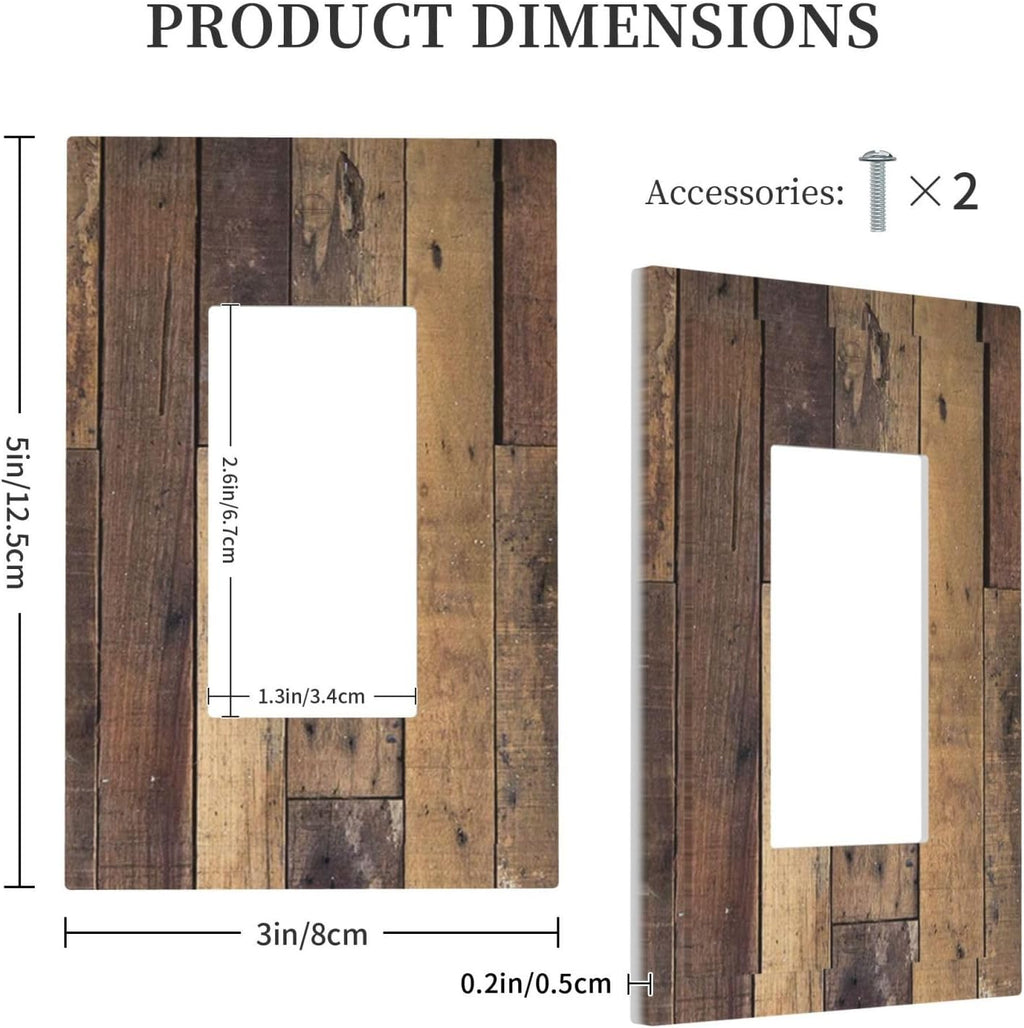 Cool Brown Wood Style Vintage Rustic Print Decorative Outlet Covers 1 Gang Single Rocker Light Switch Cover Plate Wall Plates GFCI Faceplate for Farmhouse Home Decor