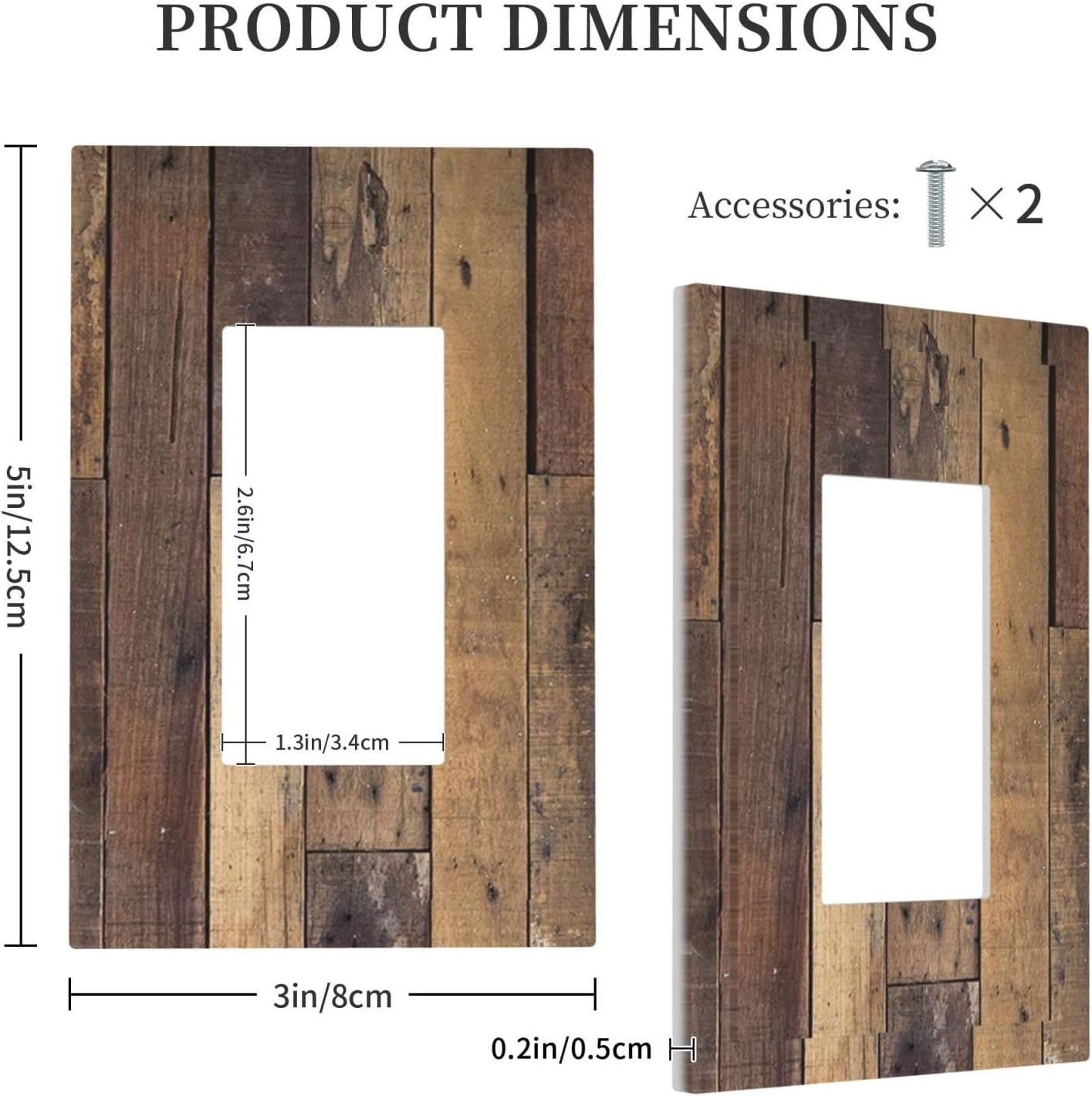 Cool Brown Wood Style Vintage Rustic Print Decorative Outlet Covers 1 Gang Single Rocker Light Switch Cover Plate Wall Plates GFCI Faceplate for Farmhouse Home Decor