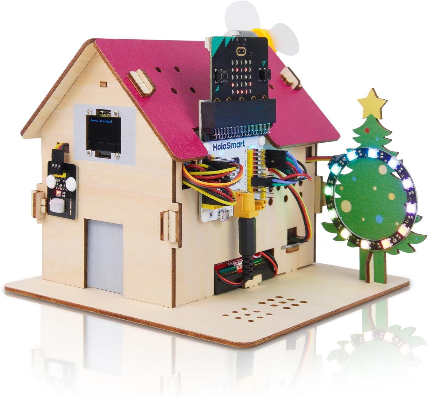 Microbit Smart Home Kit for Microbit V1 and V2,Electronics DIY Home Automation Coding Kit,STEM Educational Set for Student (Without Micro:bit and AAA Battery),Red