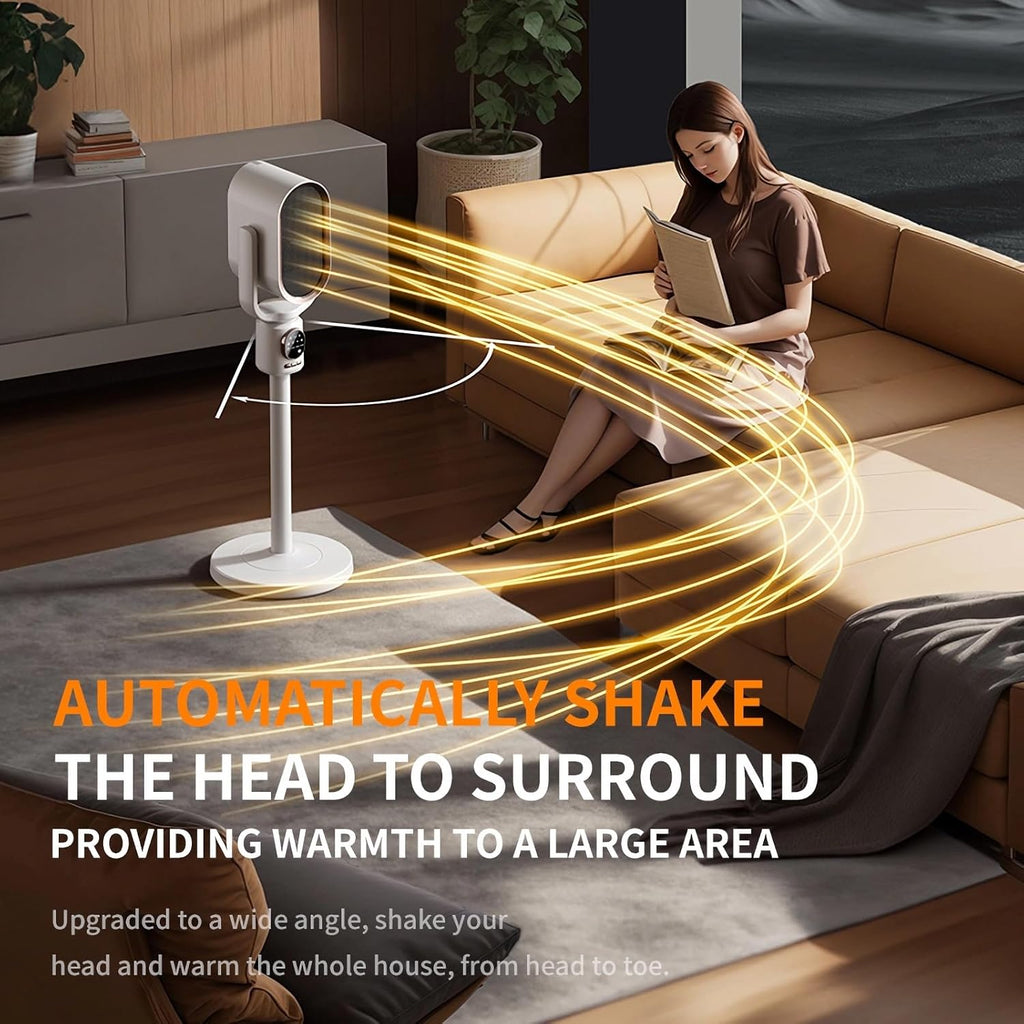 1500W Smart Space Heater with Thermostat, 120° Oscillation & Tilt Adjustment, Remote Control, Timer, Safety Protections, Quiet Portable Electric Heater for Bedroom, Office, Large Room