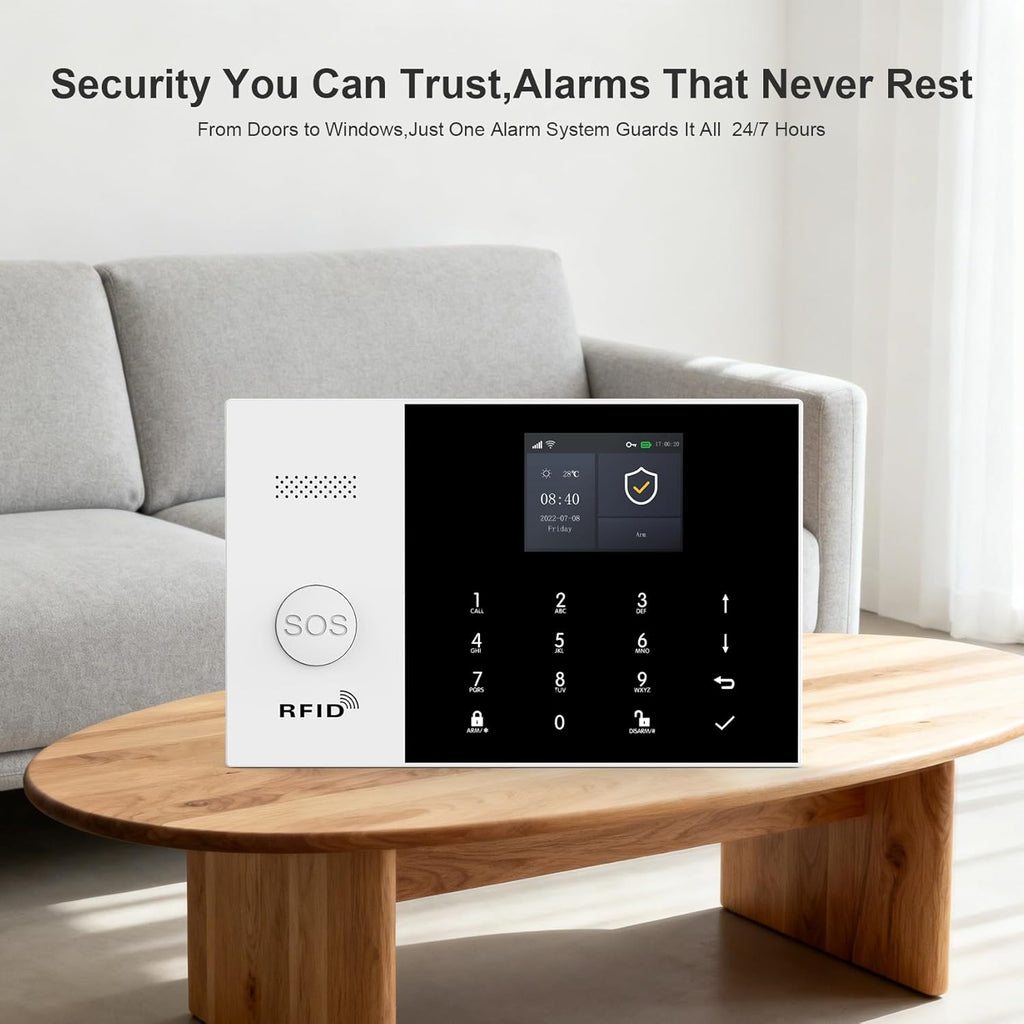 LWOHSI Wireless Alarm System,Anti-Theft Home Security Systems,Tuya APP Real-Time Alerts,21 Piece Kits with DIY Door/Window Sensor,Motion Detector,Remote,Work with Alexa for Villa,Apartment,Warehouse