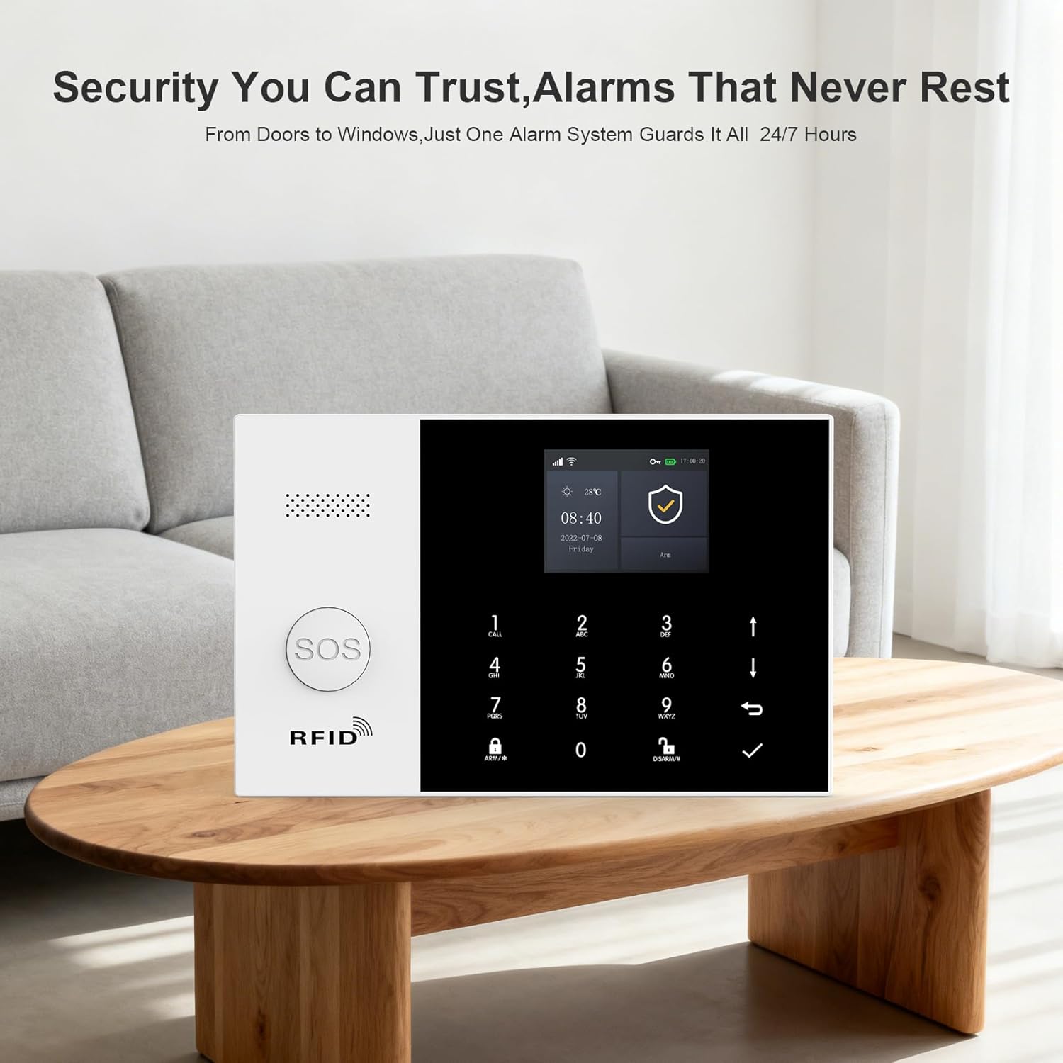LWOHSI Smart Home Alarm,GSM 4G/WiFi Home Security Systems with DIY Door Window Sensors and Motion Sensors,Loud Siren,Remote,Work with Google for House,Villa,Apartment,No Contract Fee