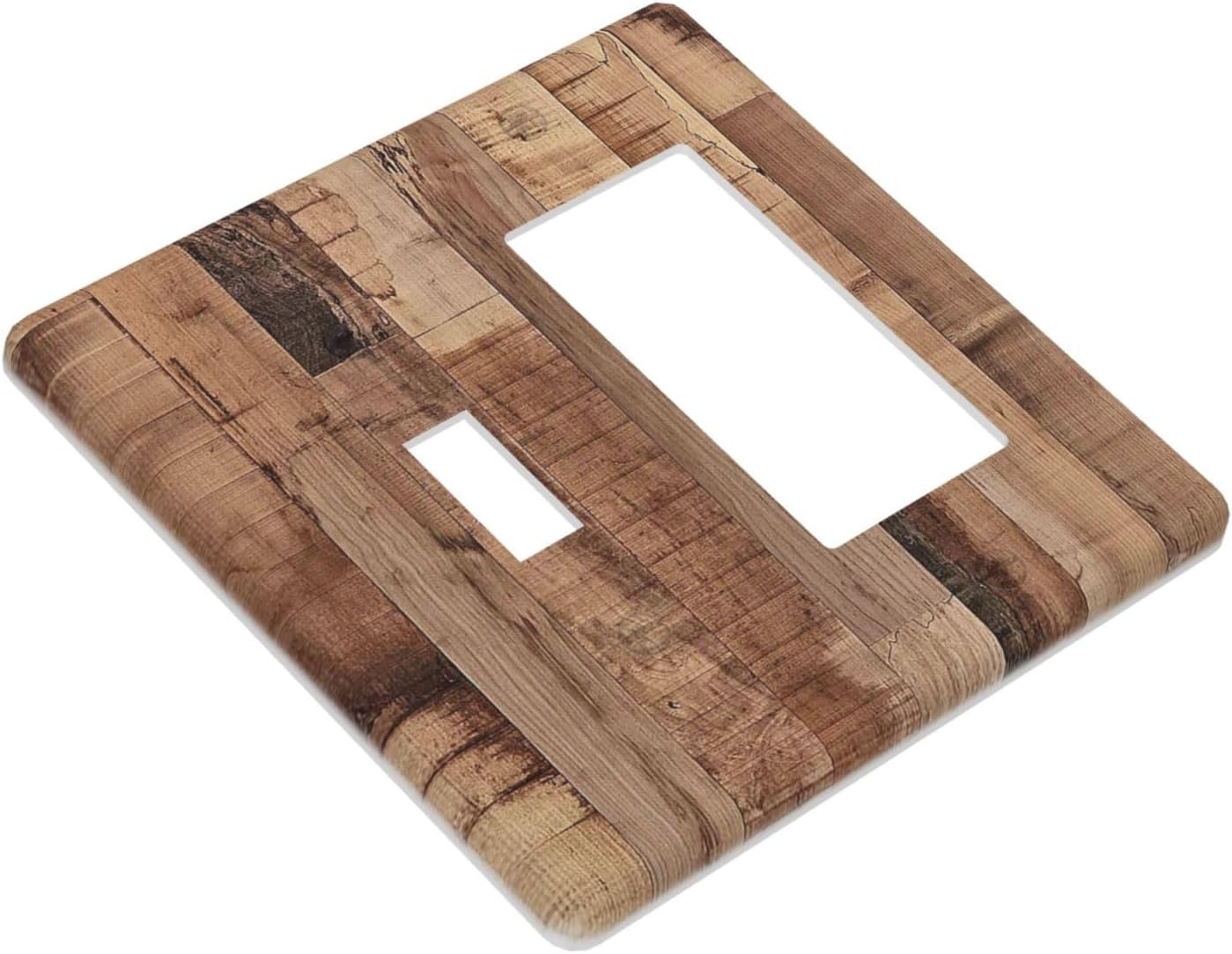 Outlet Covers Rustic Brown Wood Grain 1 Toggle 1 Rocker Combination Decorative Wall Plate Electrical Switch Plates Light Switch Cover Plate for Farmhouse Kitchen Decor