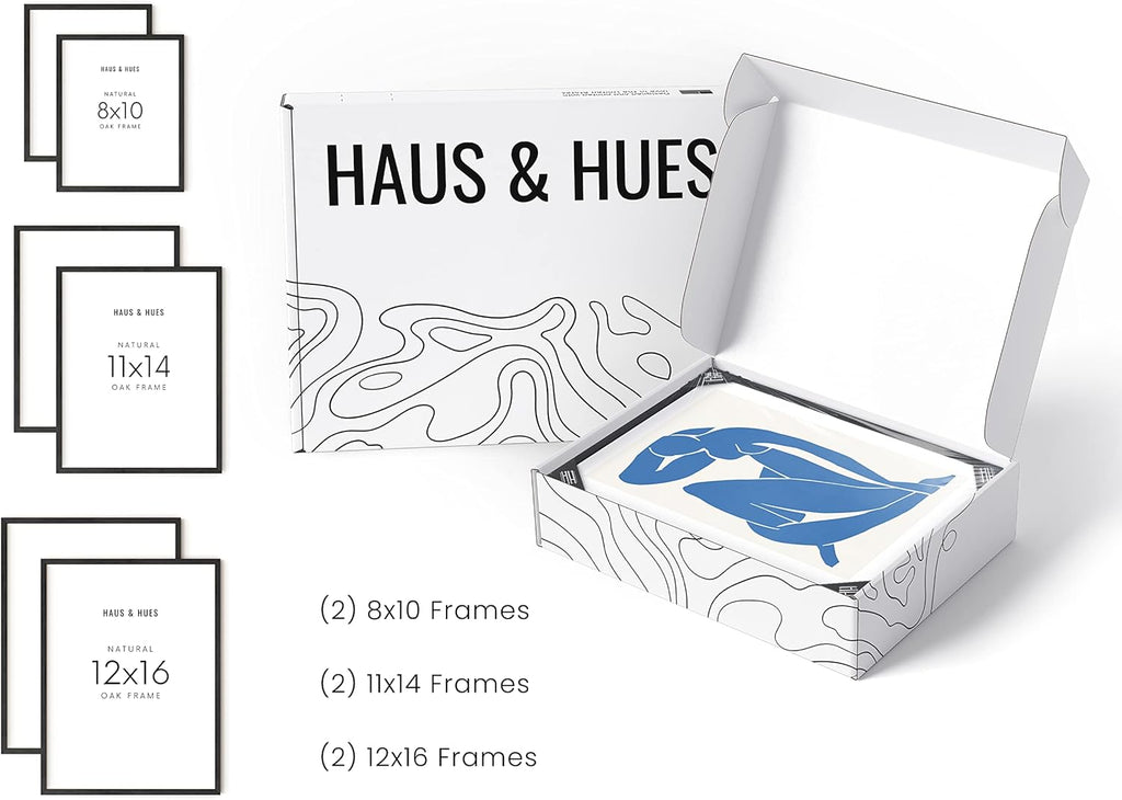 HAUS AND HUES Black Frames for Gallery Wall - Set of 6 Picture Collage Frames for Wall, picture Frame Sets for Wall Collage, Gallery Wall Frame Set (Two 8x10, Two 11x14, Two 12x16 Framed Black)