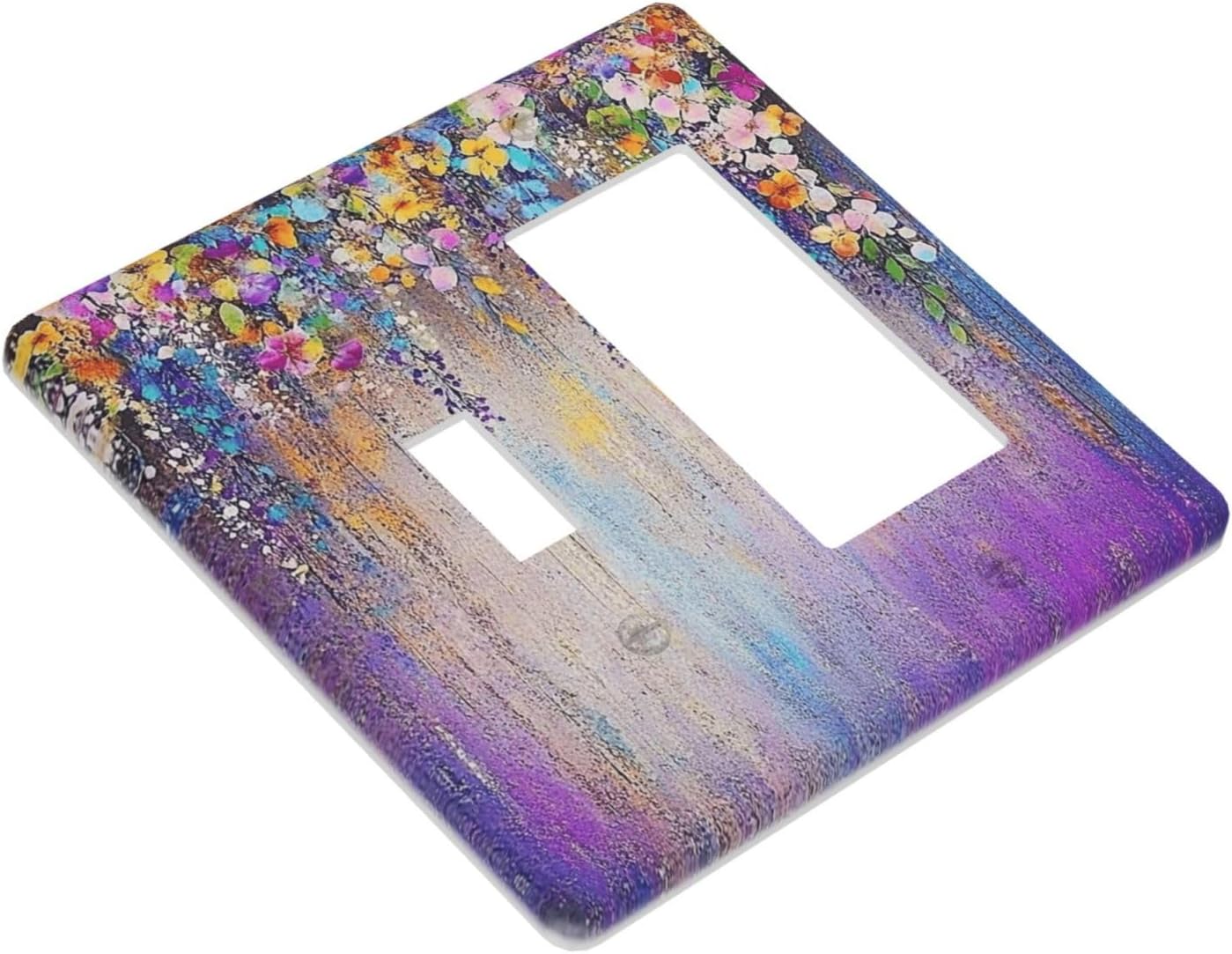 Colorful Country Flower Wildflower Floral Outlet Covers 1 Toggle 1 Rocker Combination Decorative Wall Plate Electrical Switch Plates Light Switch Cover Plate For Bed Room Living Room Decor