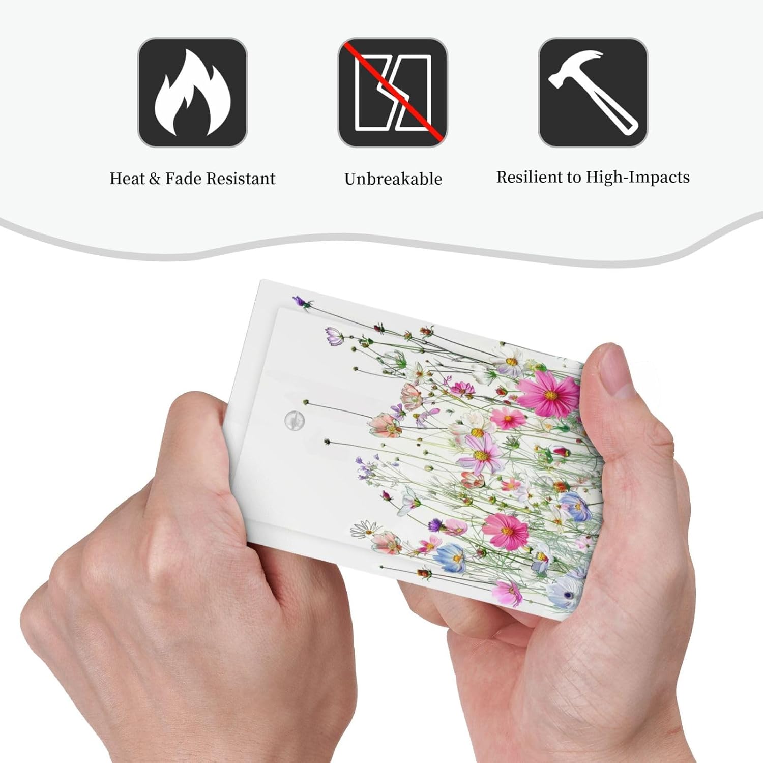 Light Switch Cover Plate Boho Colorful Flowering Plant Wild Flower 1 Gang No Device Blank Electrical Wall Plates Faceplate Decorative Switch Plate For Bed Room Living Room Decor