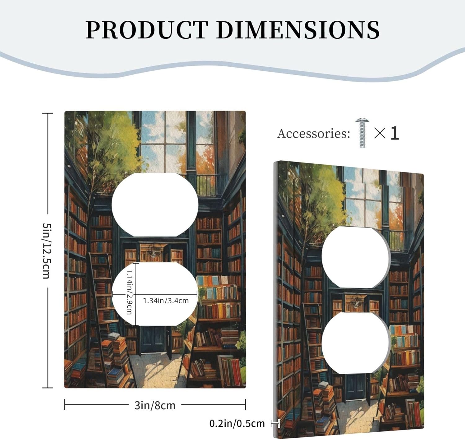 Library With A Lot Of Books Light Switch Cover 1 Gang Outlet Plate Single Duplex Wall Plate Covers Decorative Switchplate Covers Electrical Faceplate for Home Decor