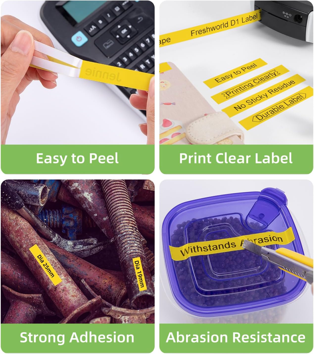 Freshworld Compatible with Dymo D1 Label Tape 45018 Replace for Dymo Label Maker Refills d1, Black on Yellow, 1/2 in x 23 Ft, for LabelManager 160 210D 260P 280 360D 420P PnP 220P 260P 500TS,6-Pack