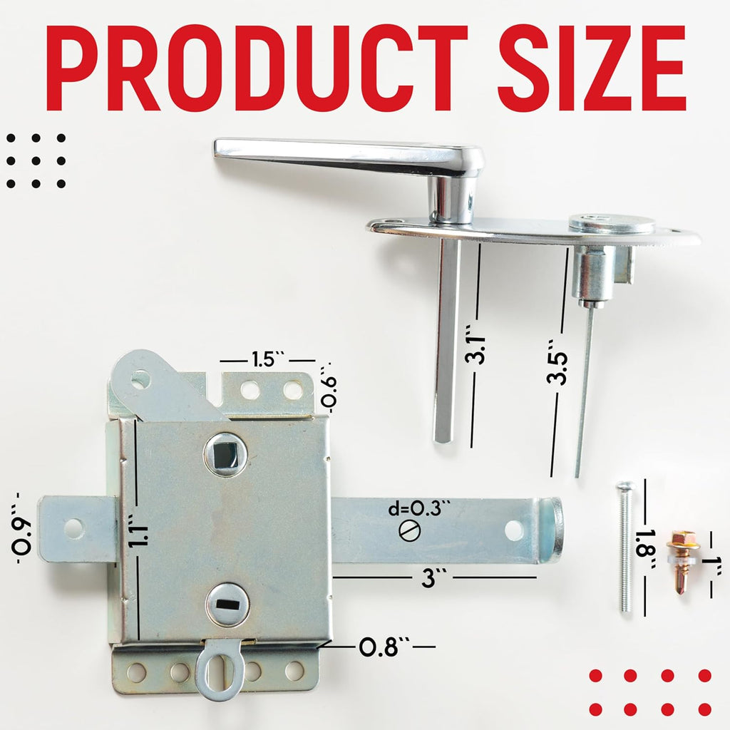 Garage Door Lock Kit, L-Handle Lock with Inside Slide Lock Latch Mechanism, Home Improvement Door Lock