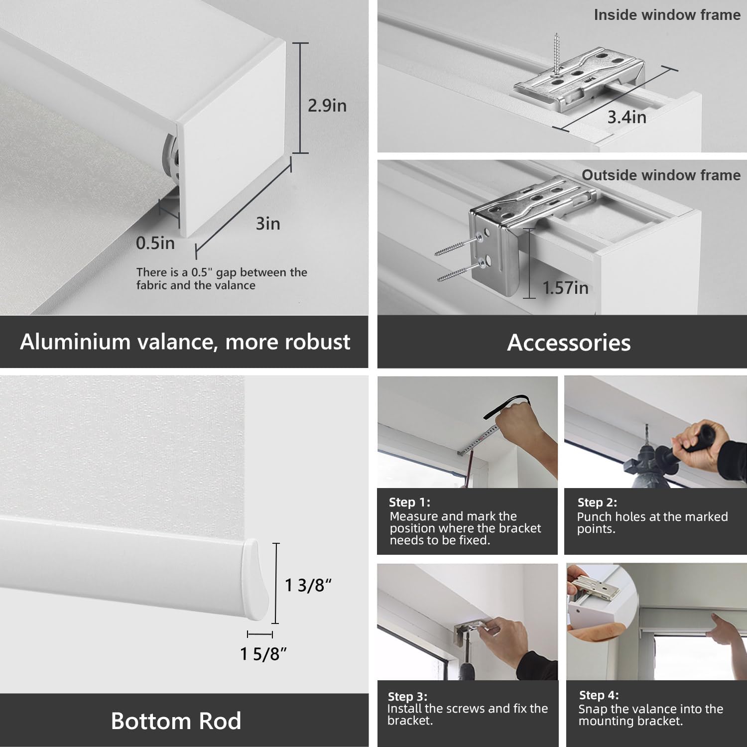 ZSTARR Motorized Smart Blind for Window,Automatic Blackout Roller Shade Compatible, with Remote Control, Child Safety Rechargeable Battery Blind with Valance,Customize (Whitewash Colour)