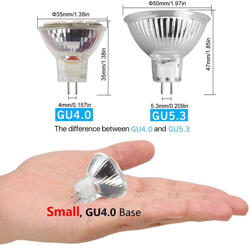 3W MR11 LED Landscape Light Bulbs, Low Voltage 12V 20W Halogen Replacement for Outdoor Landscape Spotlight and Track Light, GU4 Bi-Pin Base, Daylight White 4000K, Non-Dimmable, (Pack of 4)