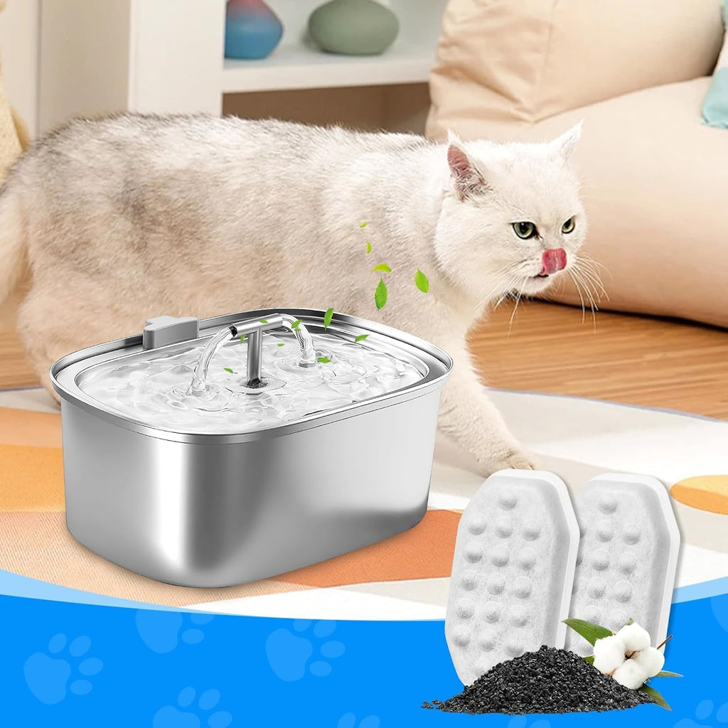 Pet Water Fountain Filters Compatible with Rellaty & Fit for Neareal 108oz/3.2L Automatic Dog Water Dispenser, Cat Filters for Bowl, 8+8 Pack
