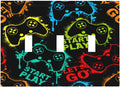 Decorative Light Switch Plate Covers Gamepad Theme Graffiti 3 Gang Light Switch Cover Triple Toggle Wall Plate Outlet Covers for Game Room Bedroom Home Decor