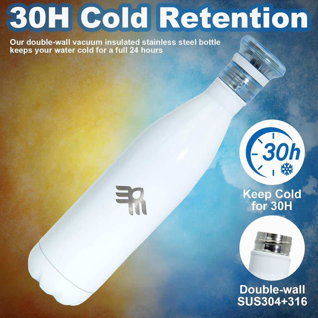 27 oz Smart Self Cleaning Water Large Bottle Platinum 304 Stainless Steel Insulated Light Purifying Bottle LED + Activated-Carbon Filter USB-C Rechargeable BPA-Free for Outdoor & Sports