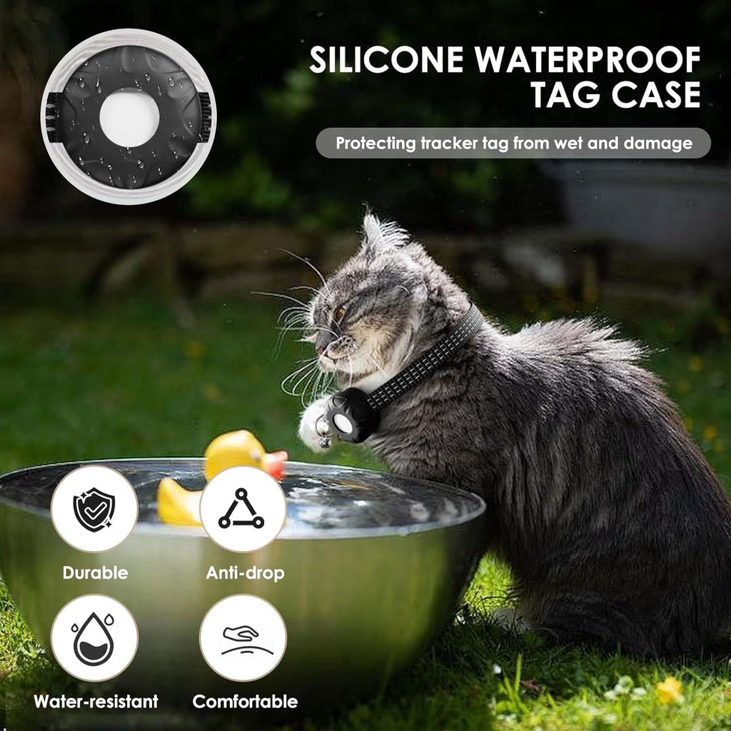 Cat GPS Tracker for Cats, Waterproof Pet GPS Tracker, Compatible with Apple Find My App (Only iOS), No Monthly Fee, Black