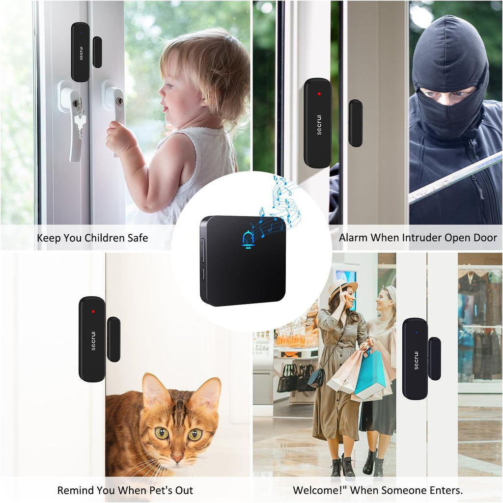 SECRUI Wireless Door Chimes When Entry for Business/Home/Office/Store (500ft Range 32 Chimes Adjustable Volume) Door Open Ringer Alert Buzzer Alarm - 1 sensors