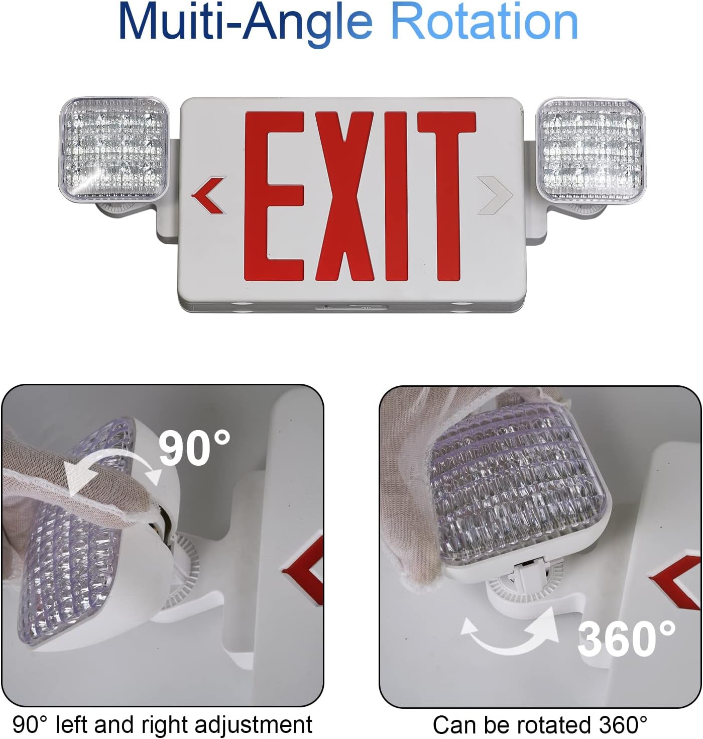 TANLUX Red Corded Exit Sign with Emergency Lights, 1.0 Meter Plug in Exit Sign with Battery Backup Lights for Business, Commerical Emergency Lighting Combo, UL Listed, AC 120/277V, Double Face