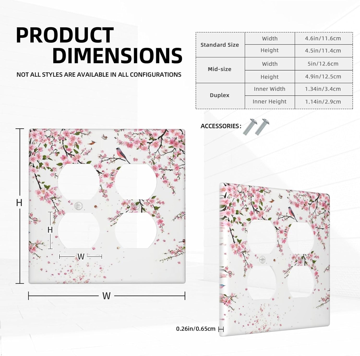 Decorative Outlet Covers Rustic Plum Blossom Pink Flowers 2 Gang Wall Plate Double Duplex Light Switch Cover Switch Plate Covers Faceplate for Country Home Bedroom Decor