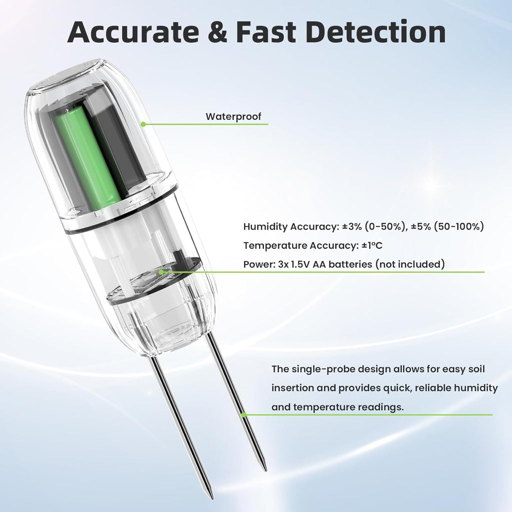 Moisture Meter Plants, Soil Meter, Wireless WiFi Soil Moisture Sensor, 2-in-1 Soil Moisture Meter, WiFi, Garden, Lawn, Potted Plants Care