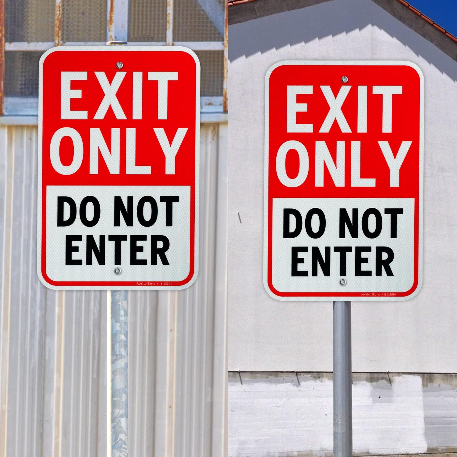 Faittoo Exit Only Do Not Enter Sign, 18 x 12 Inches Engineer Grade Reflective Aluminum Sign, UV Protected, Weather/Fade Resistant, Easy to Install and Read, Indoor/Outdoor Use (2 Pack)