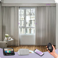 Graywind Rechargeable Smart Curtains Compatible with Alexa App Remote Control Motorized Drape for Sliding Door One-Way or Split Draw, Custom Width Up to 220" (Champagne White)