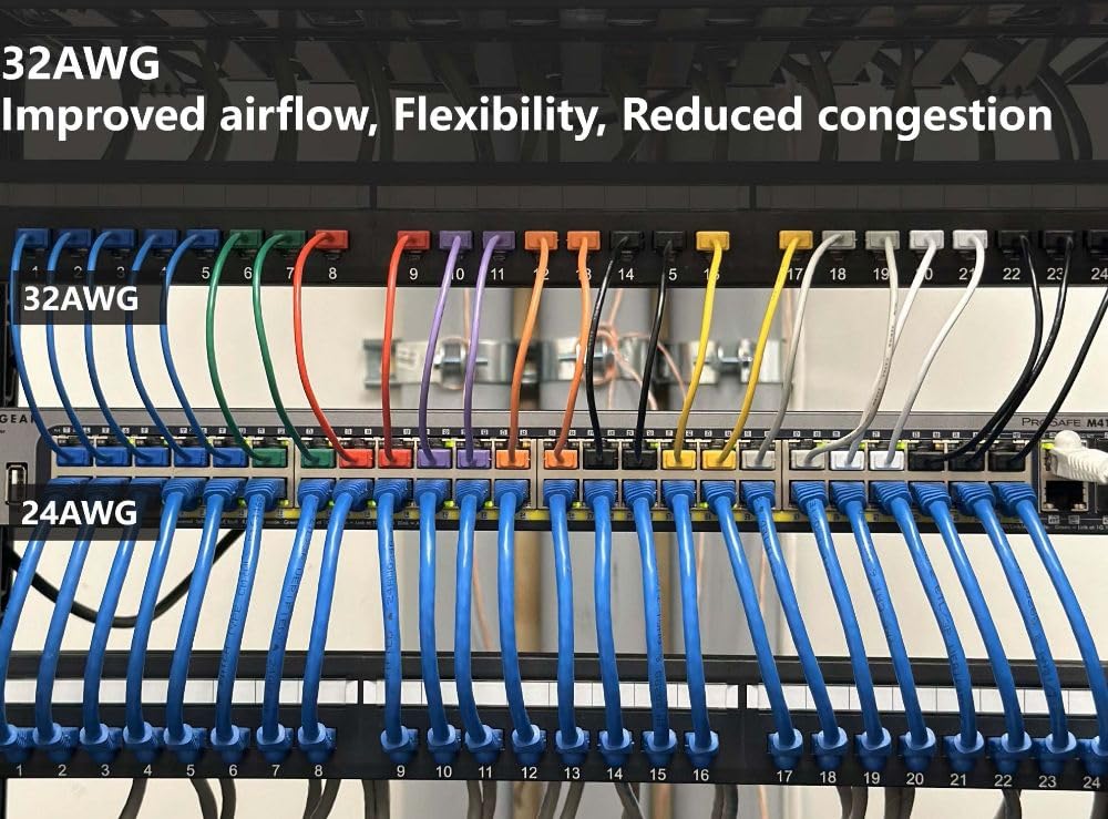 InstallerParts Ethernet Cable CAT6A Super Slim Cable UTP 1.5 FT (100 Pack) - Black - Professional Series - 10Gigabit/Sec Network/High Speed Internet Cable, 550MHZ, 32AWG