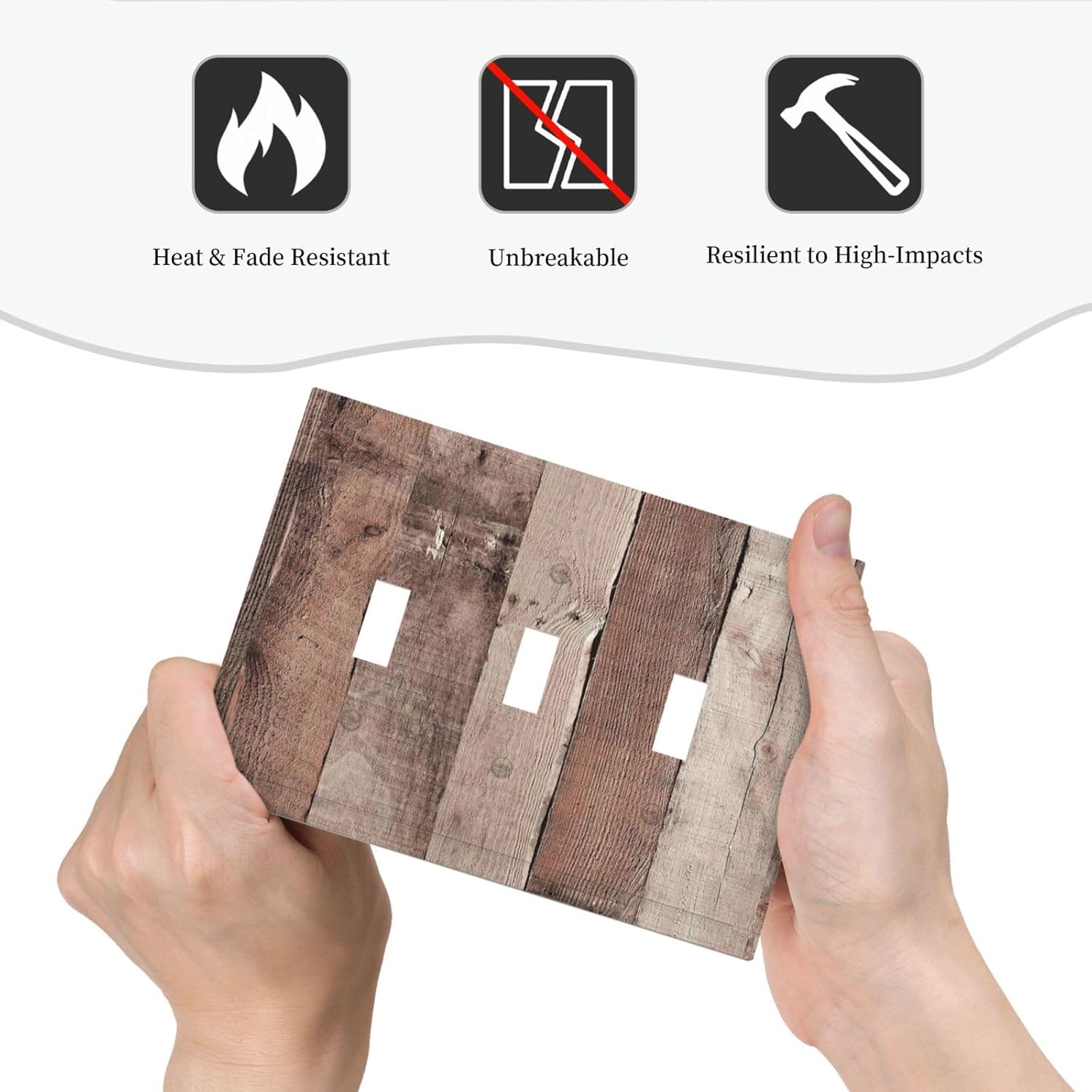 Decorative Switch Plates Retro Wood Brown Farmhouse Barn Wooden 3 Gang Wall Plate Triple Toggle Light Switch Cover Faceplate Electrical Wall Panels for Farmhouse Cabin Decor