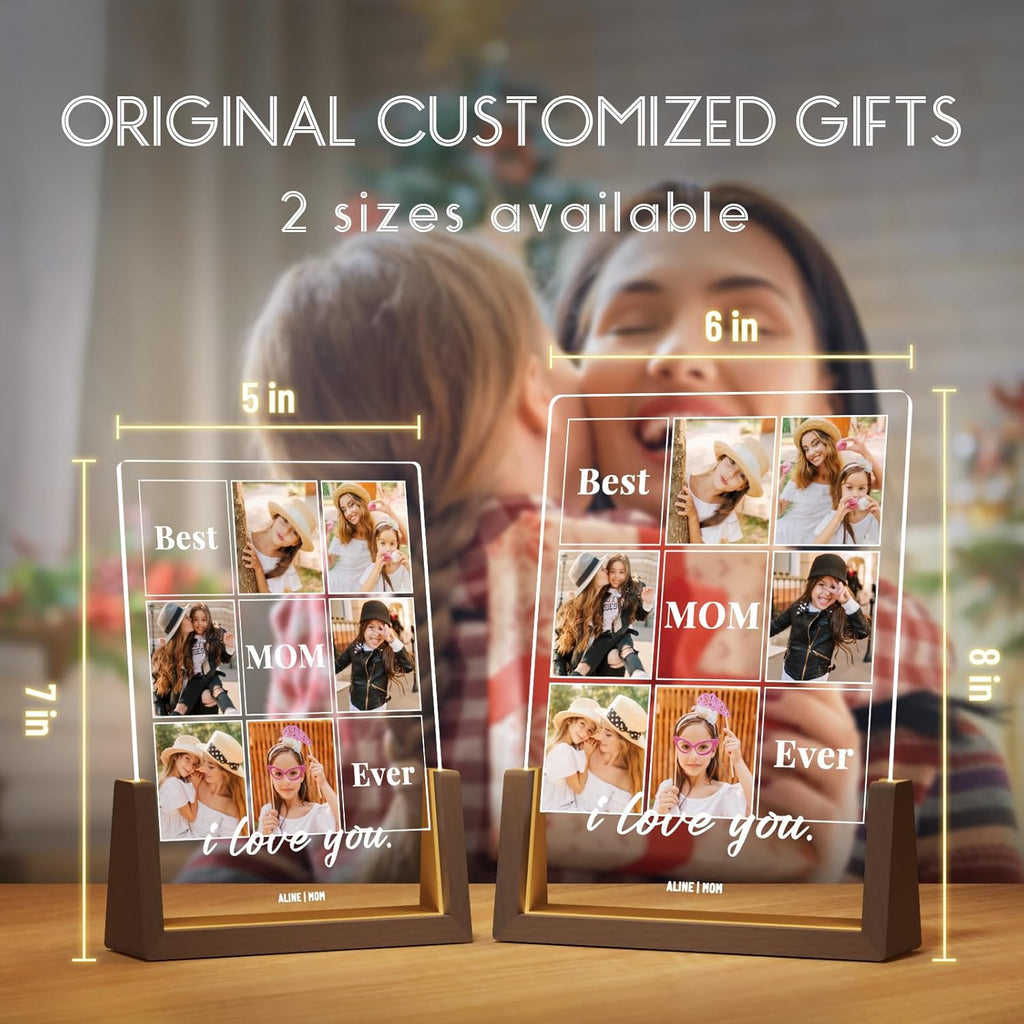 Photo Decorative Plaque Personalized Mom Gift for Mothers Day from Daughter Son Kids, Customized for Wife from Husband, Best Mom Ever