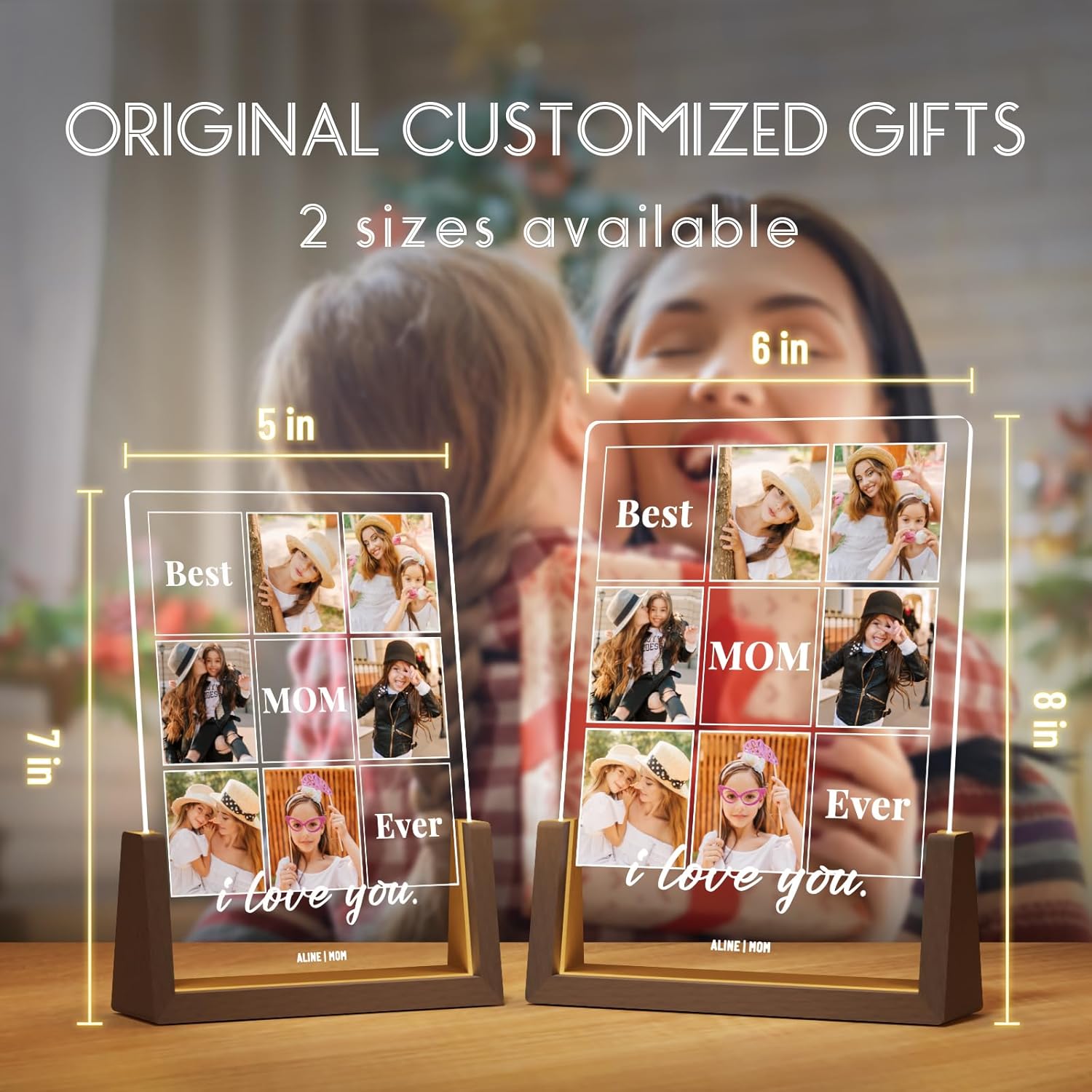 Photo Decorative Plaque Personalized Mom Gift for Mothers Day from Daughter Son Kids, Customized for Wife from Husband, Best Mom Ever