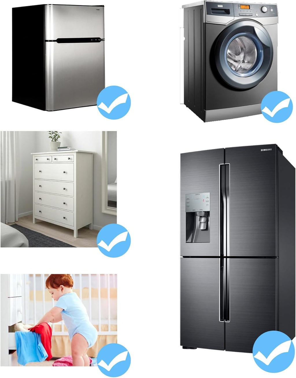 Fridge Lock Refrigerator Lock- Child Safety Cabinet Locks for Refrigerator, Freezer, Drawers & Cabinets - No Key Combination Lock, Adjustable & Reusable for Kids, Adults, Pets (Black 1Pack)