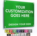 Custom Metal Business Signs, Personalized Aluminum Signs - Waterproof, White (Green Background, 14x10 In)
